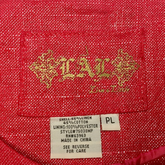 LAL Live A Little Linen Blend Blazer Coral Sz PL - Picture 5 of 8